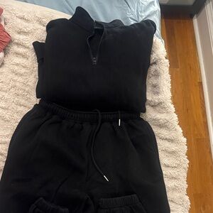 Black Zip-Up Hoodie and Joggers Set